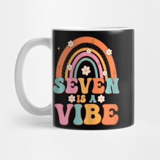 Seven Is A Vibe 7Th Birthday Rainbow Groovy Boys Girls Mug